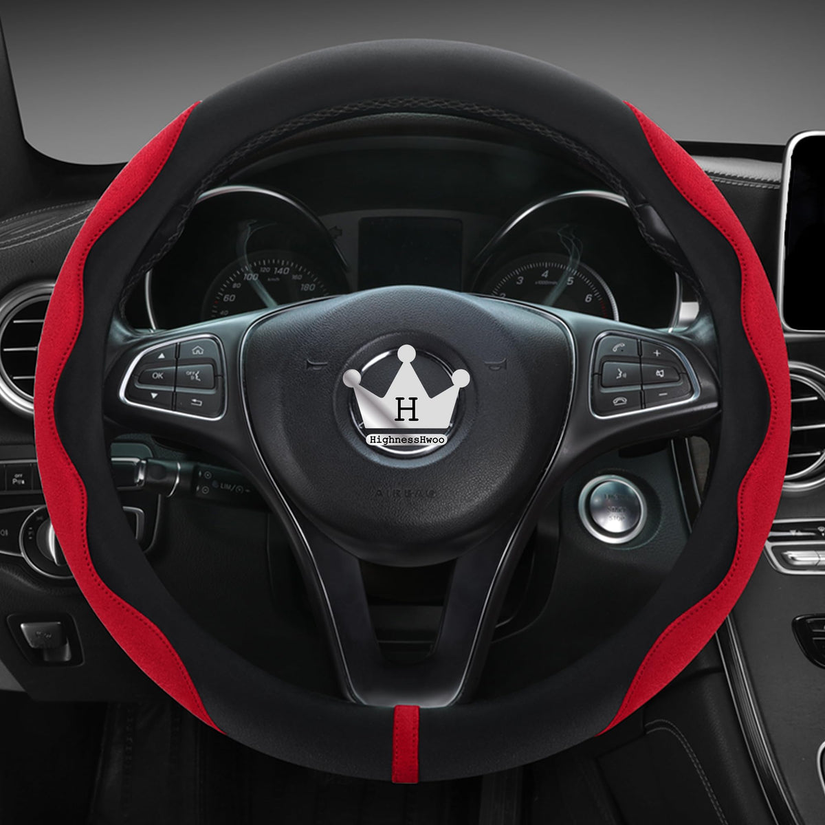 Luxury Suede & Leather Steering Wheel Cover - Ultra-Thin Anti-Slip Grip (Universal Fit 14.5" - 15") Main_01_082d809a-0d1d-4206-9a63-65fb02f02d44
