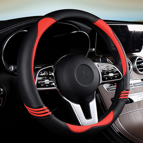 Carbon Fiber PU Leather Steering Wheel Cover Anti-Slip Universal Fit 14.5โ15 Main_01