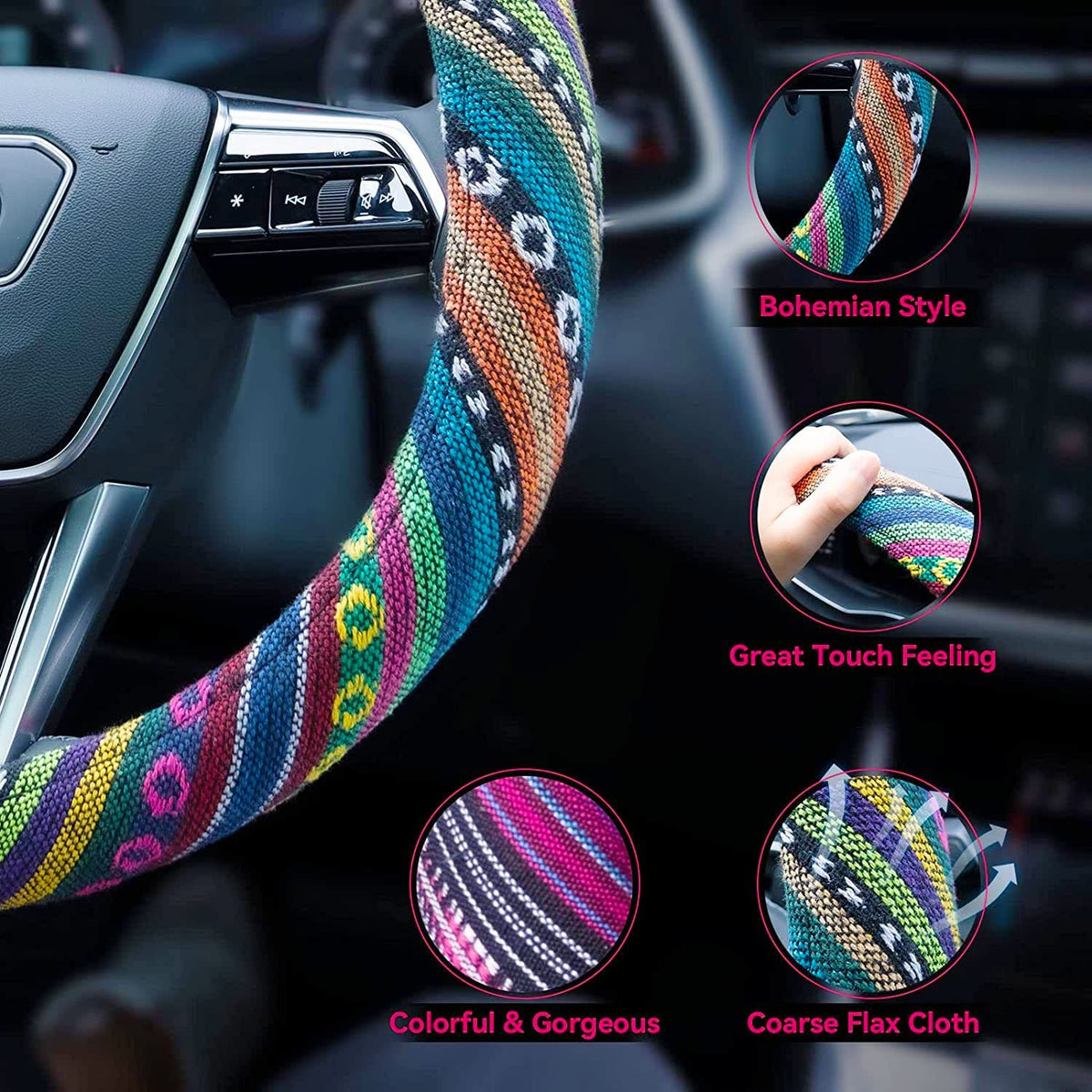 Elastic Microfiber Steering Wheel Cover for Women – Anti-Slip, Breathable, Universal 15” Fit Main_04_335dc3b8-3b40-413c-b31a-3e6da8770cb1