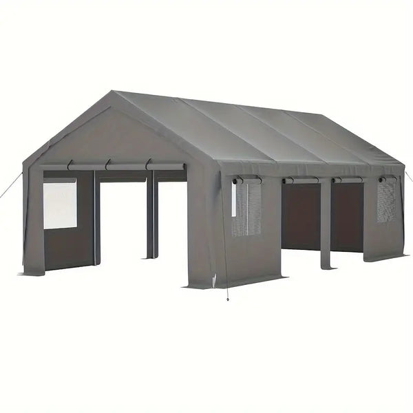 13x25ft Carport Portable Garage Car Top Heavy Duty Carport With Mesh Windows And Removable Sidewalls Gray f4db77c0-c9c1-4701-a09a-60ccbdf0b4f5