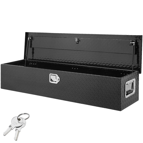 48" Aluminum Truck Bed Tool Box โ Diamond Plate, Lockable, Black or Silver (48 x 15 x 15 in)