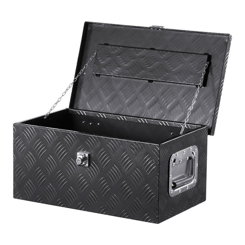 Aluminum Truck Bed Tool Box with Chain Lid & Lock โ Black 20" or Silver 30" Stripe Tread