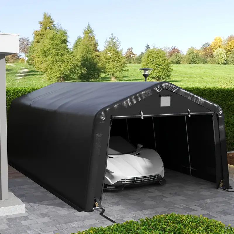 Outsunny 12' X 20' Heavy Duty Carport, Portable Garage Canopy Tent With 2 Ventilation Windows And Large Door 0a4a8890-1eb9-456a-98d5-6526554ed7bc