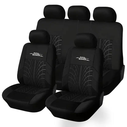 Premium Polyester Fiber Full Set Seat Cover Kit - All-Season Vehicle Seat Protectors Black 113877c2-7ff1-49ca-b71e-896106adaf35