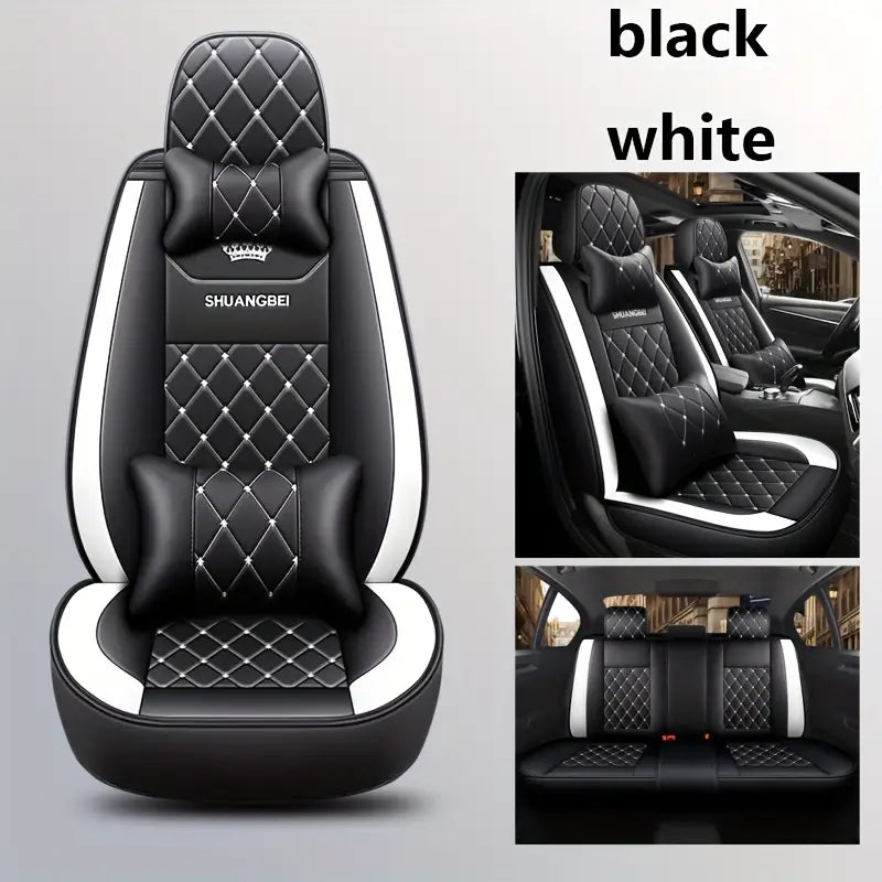 Car Seat Cover Set Full Package Car Seat Cushion Black And White Color + 2 Headrest + 2 Pillow 1192134422ea0fd061e081d6616004ba
