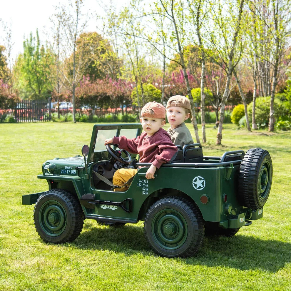 2026 24V Military Willy Truck 3 Seater Kids Ride On Car
