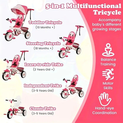 5-in-1 Convertible Tricycle Stroller with Canopy 15daf037-2ec2-4c88-803b-94321bf686d7