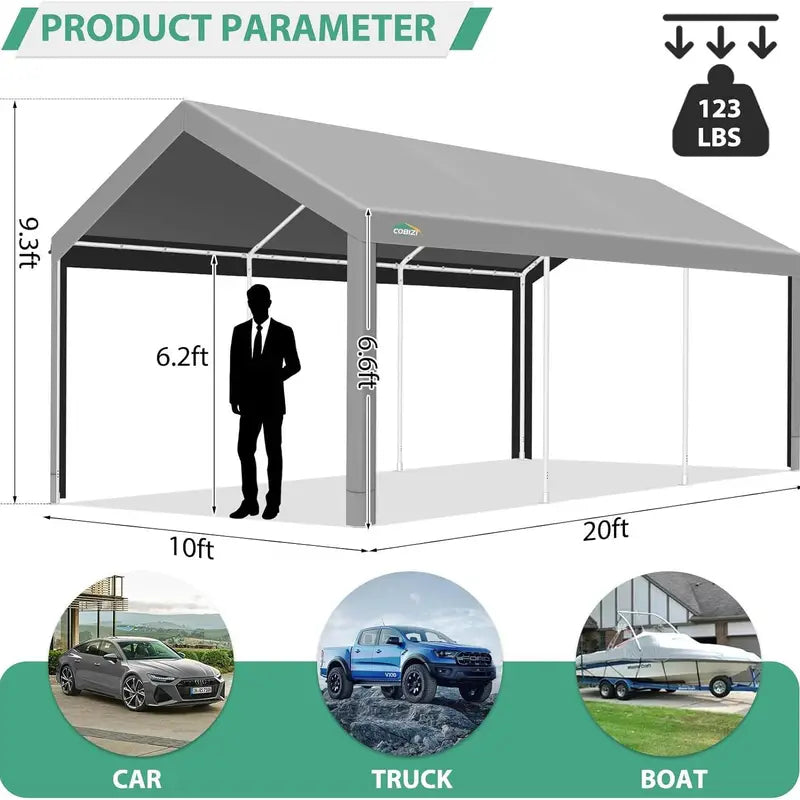 Tooluck 10x20ft Portable Carport, Heavy Duty Carport 1720677026184-530e13f622b849849ec3afb3b3d6467f-goods