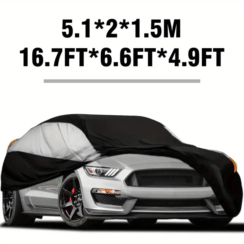Car Cover For Universal Sedans, Protects Cars From UV, Dust, Rain, Made With Durable Material Black & Silvery XXL 1721701930004-4b84c998a3044320a9b810cd7dc40d7f-goods
