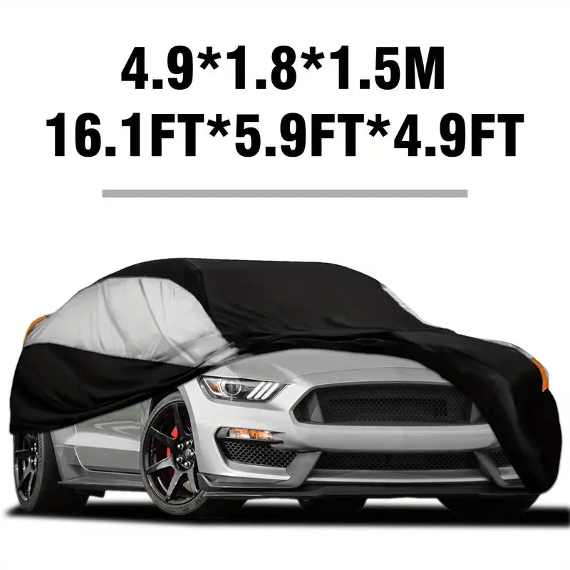 Car Cover For Universal Sedans, Protects Cars From UV, Dust, Rain, Made With Durable Material Black & Silvery XL 1721701939813-287520a422554f588b758105a4a3db20-goods