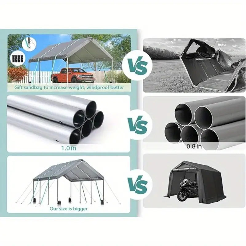 Carport, 10x20 ft Heavy Duty Car Canopy Garage Boat Shelter Party Tent with 8 Reinforced Poles and 4 Weight Bags 1722828098568-d7c8a16cc28a476f9850ba1119125ec7-goods