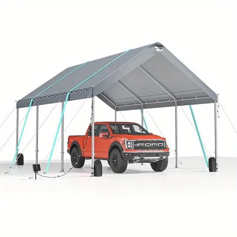 Carport, 10x20 ft Heavy Duty Car Canopy Garage Boat Shelter Party Tent with 8 Reinforced Poles and 4 Weight Bags 1722828099155-a5cbc5dfdeaf4a57b3cd59e4b1faf58e-goods
