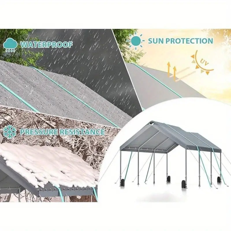 Carport, 10x20 ft Heavy Duty Car Canopy Garage Boat Shelter Party Tent with 8 Reinforced Poles and 4 Weight Bags 1722828103062-1f034a8d7f414873b8d52f831d37730e-goods