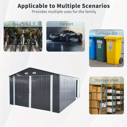 13' x 10' Metal Garage Shed - Car & Bike Storage, 2 Doors, 4 Vents 1728375959340-633c8f3375e94410b7c5189da5b4ab02-goods