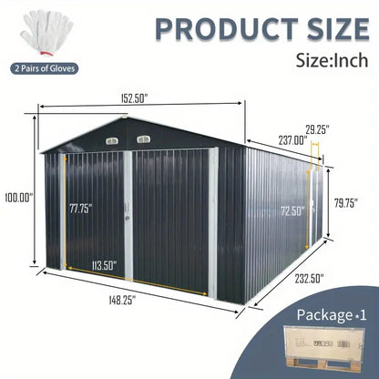 13' x 10' Metal Garage Shed - Car & Bike Storage, 2 Doors, 4 Vents 1728375960506-5a22a474ea694deaa7e7481745a77bba-goods