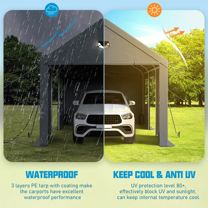 Carports Heavy Duty Carport Canopy with Side Roll 19321e6c-f820-48ff-bc27-f1bfb420c5ec