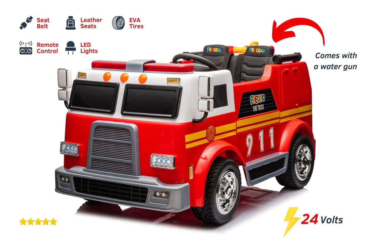24V Fire Truck 2-Seater Ride-On for Kids