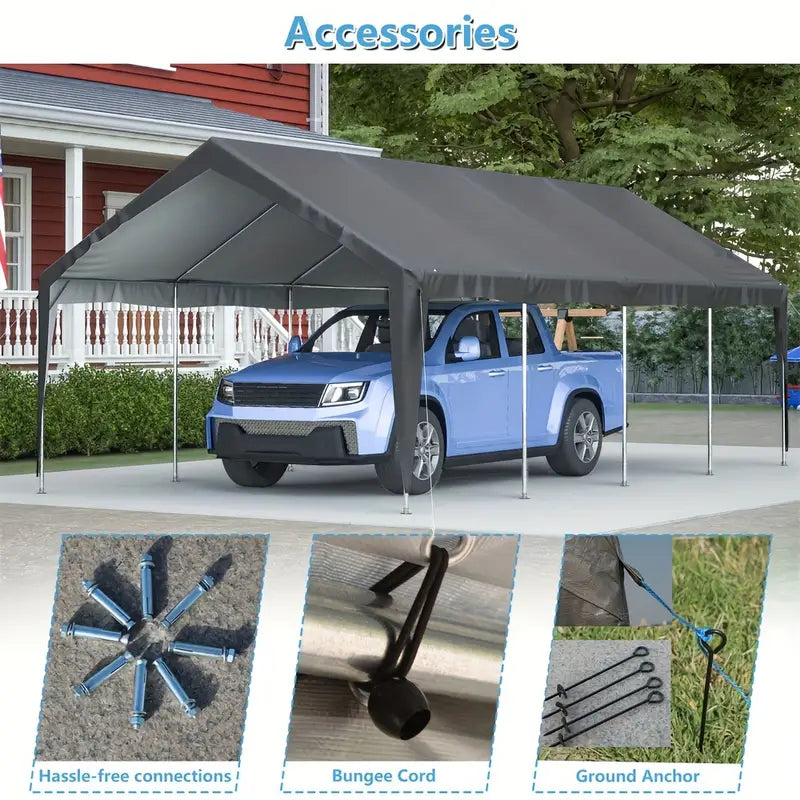 13x25ft Carport Portable Garage Car Top Heavy Duty Carport With Mesh Windows And Removable Sidewalls 1d731c8a-dcb7-400b-9d0a-d957b3877893