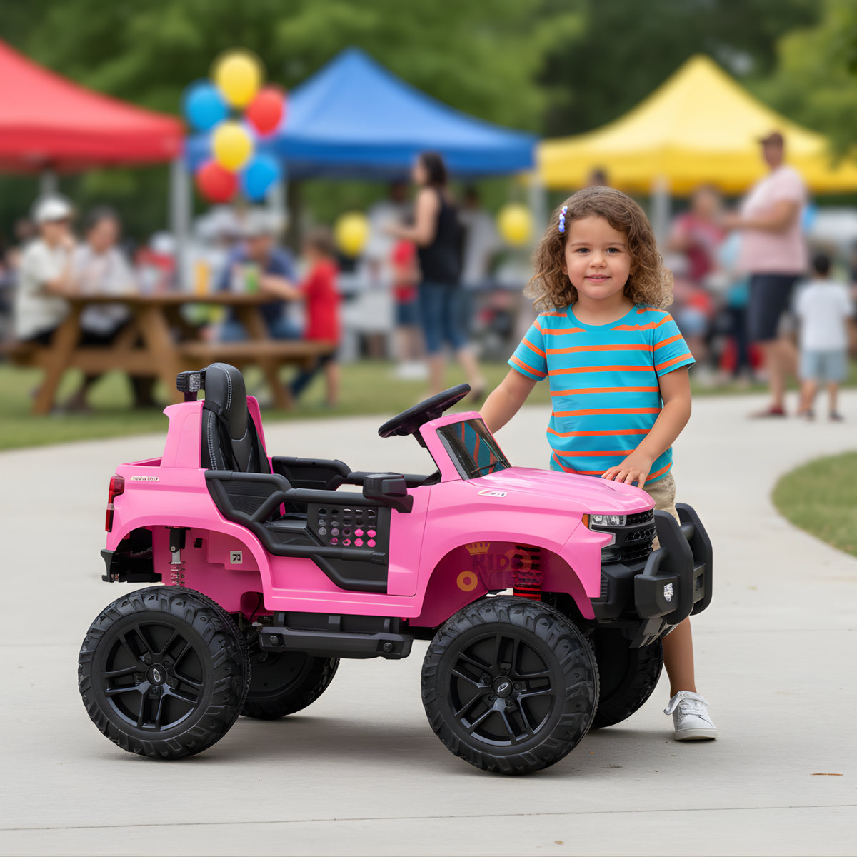 24V Chevrolet Silverado Kids Licensed 1 Seater Ride On Lifted Truck with Remote