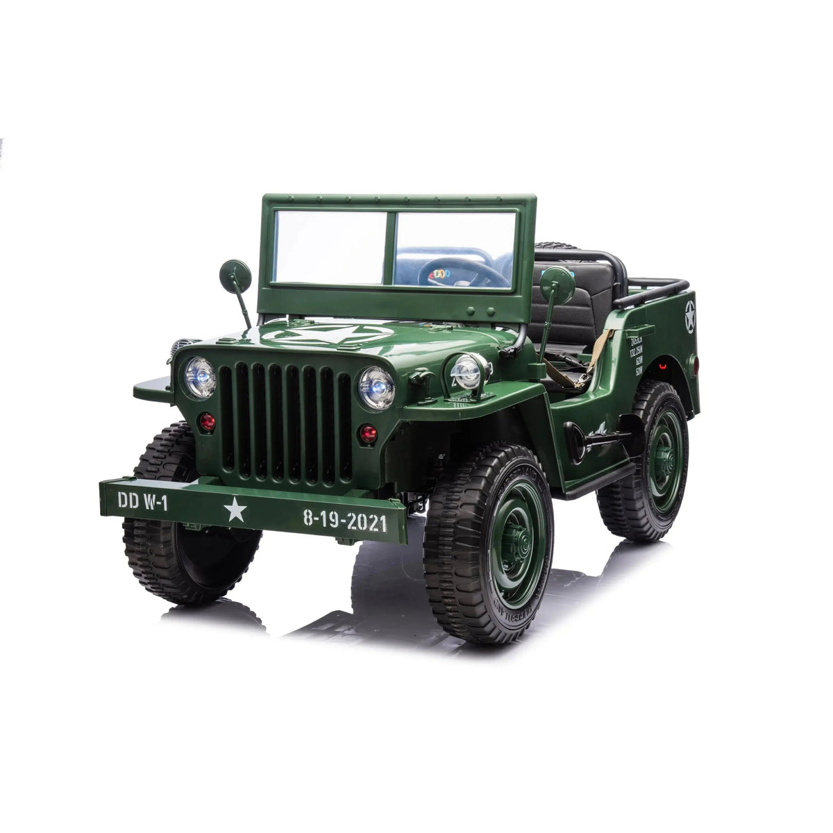 2026 24V Military Willy Truck 3 Seater Kids Ride On Car