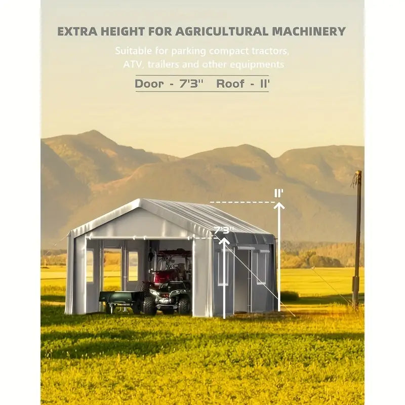 13'x20' Heavy Duty Carport With Roll-up Ventilated Windows & Doors, 8 Legs 2b76f8dd-de39-4d81-b15b-8c2b1572c944