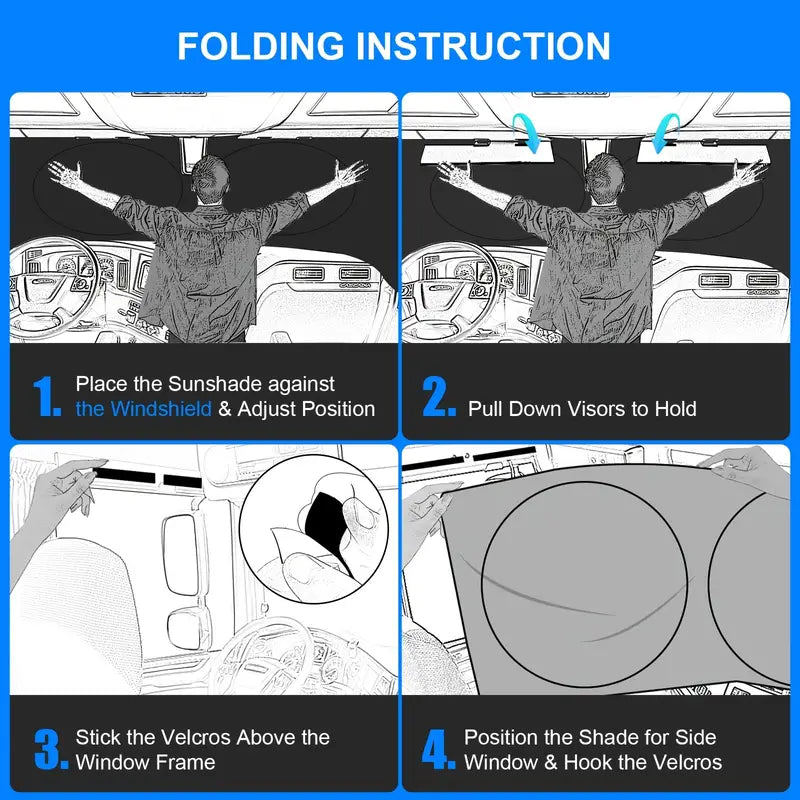 Ultimate Semi-Truck Sun Shade - Premium UV Defense & Heat Rejection for Windshield & Side Windows 2c780a70700866657cea3de10a0c4589