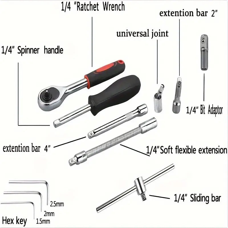 46-Piece 1/4 Drive Socket Wrench Set - Tool Kit 33d80355-9827-4844-8142-3f2d3a5a7c02