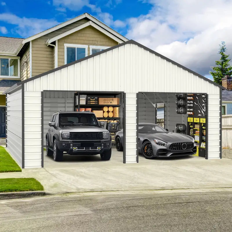23' x 22' Metal Double Garage Shed with Side Door - Chery Industrial 399256b1-ce80-4842-b9b1-6cacfaa9e4e6_1600x1600.jpeg.format_1