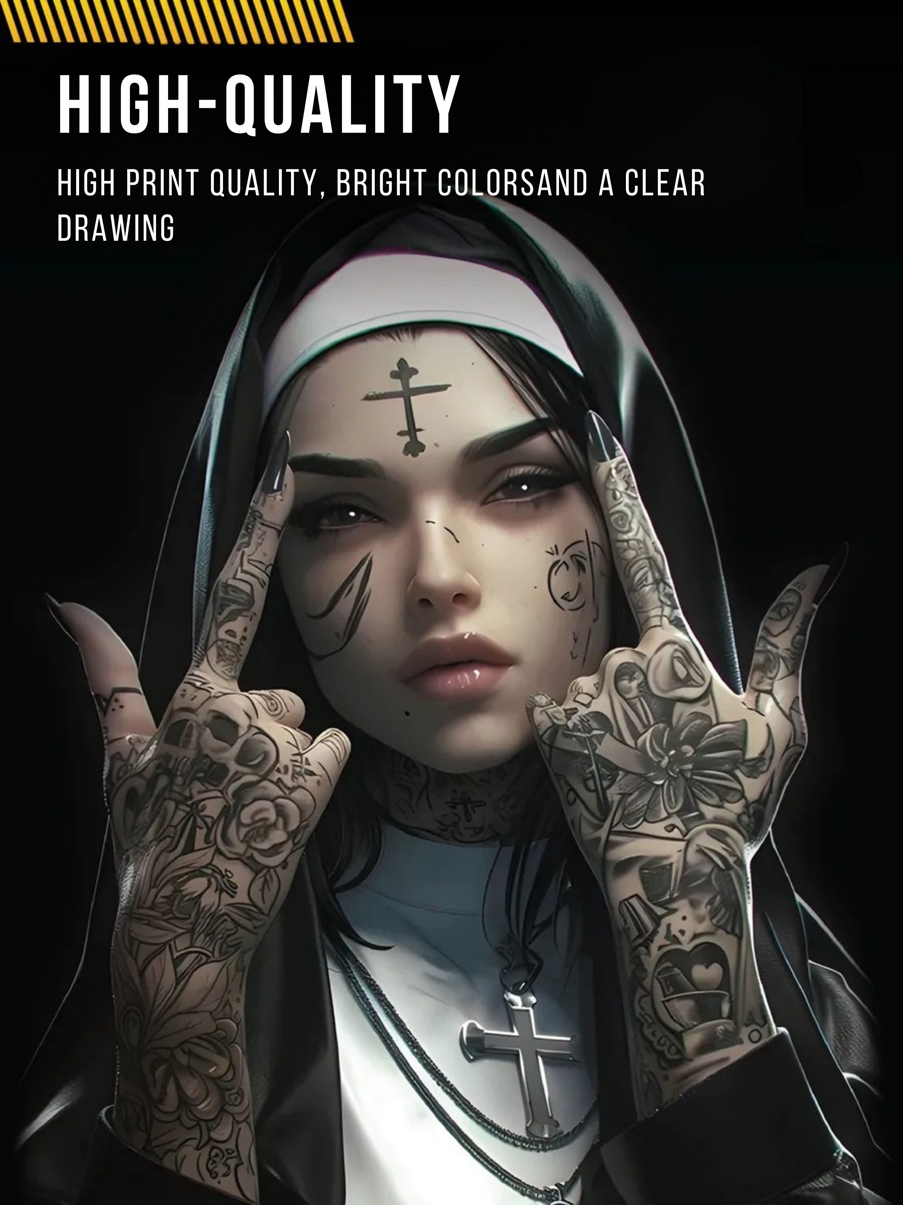 2Pcs Matte Vinyl Door Pillar Stickers  “Nun” Style Car Exterior Decals