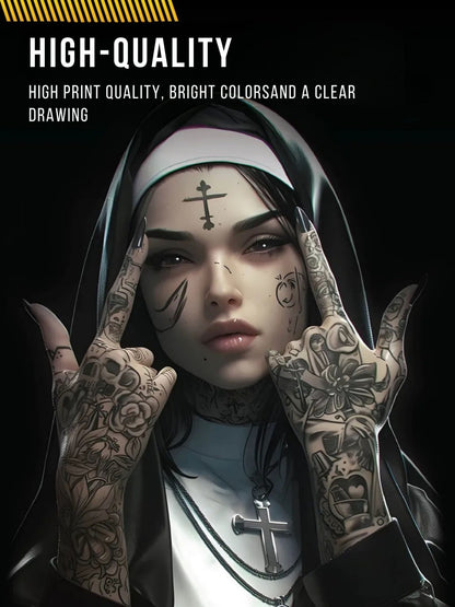 2Pcs Matte Vinyl Door Pillar Stickers  “Nun” Style Car Exterior Decals