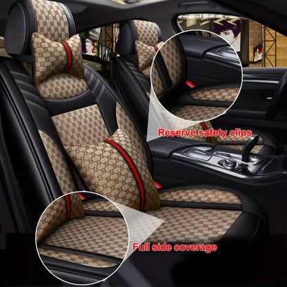 5-Seats Full Set Leather Car Seat Covers Universal Front Rear Protector Mat Pad 3aab5e31-37ec-4c66-89ef-4b3afaf0526b