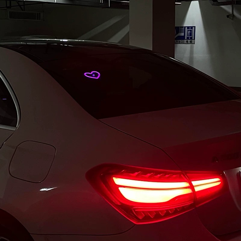 Solar-Powered Wireless Heart-Shaped LED Car Interior Neon Glow – Heart Atmosphere C-Pillar Light & Window Decoration