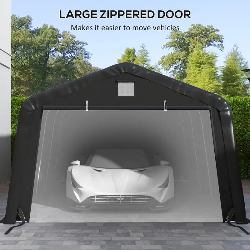 Outsunny 12' X 20' Heavy Duty Carport, Portable Garage Canopy Tent With 2 Ventilation Windows And Large Door 48271494-0dde-4aa5-a532-cd3f6c21a6a6