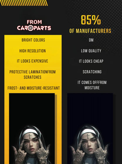 2Pcs Matte Vinyl Door Pillar Stickers  “Nun” Style Car Exterior Decals