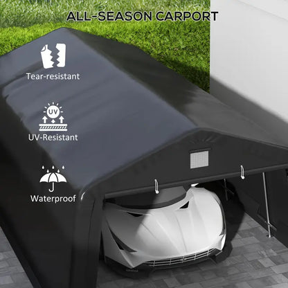 Outsunny 12' X 20' Heavy Duty Carport, Portable Garage Canopy Tent With 2 Ventilation Windows And Large Door 4b536628-1e45-4d45-920f-0656b270fa43
