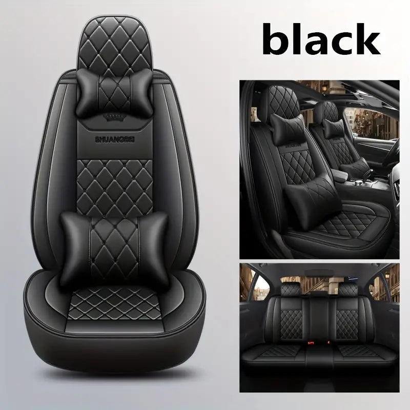 Car Seat Cover Set Full Package Car Seat Cushion Black + 2 Headrest + 2 Pillow 4e33145fa3354db94be7e459d01aec75