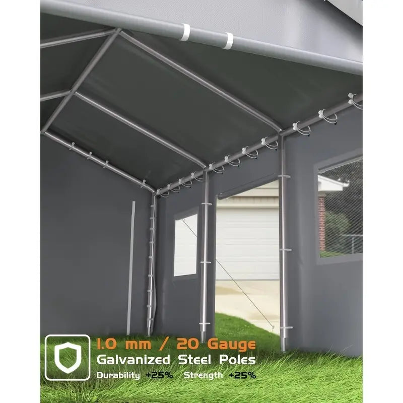 13'x20' Heavy Duty Carport With Roll-up Ventilated Windows & Doors, 8 Legs 4f66a035-4607-4d5a-a419-9eb91a9161bd