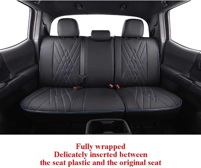 Faux Leather Seat Covers for Toyota Tacoma — Rear Seat — Black / Blue