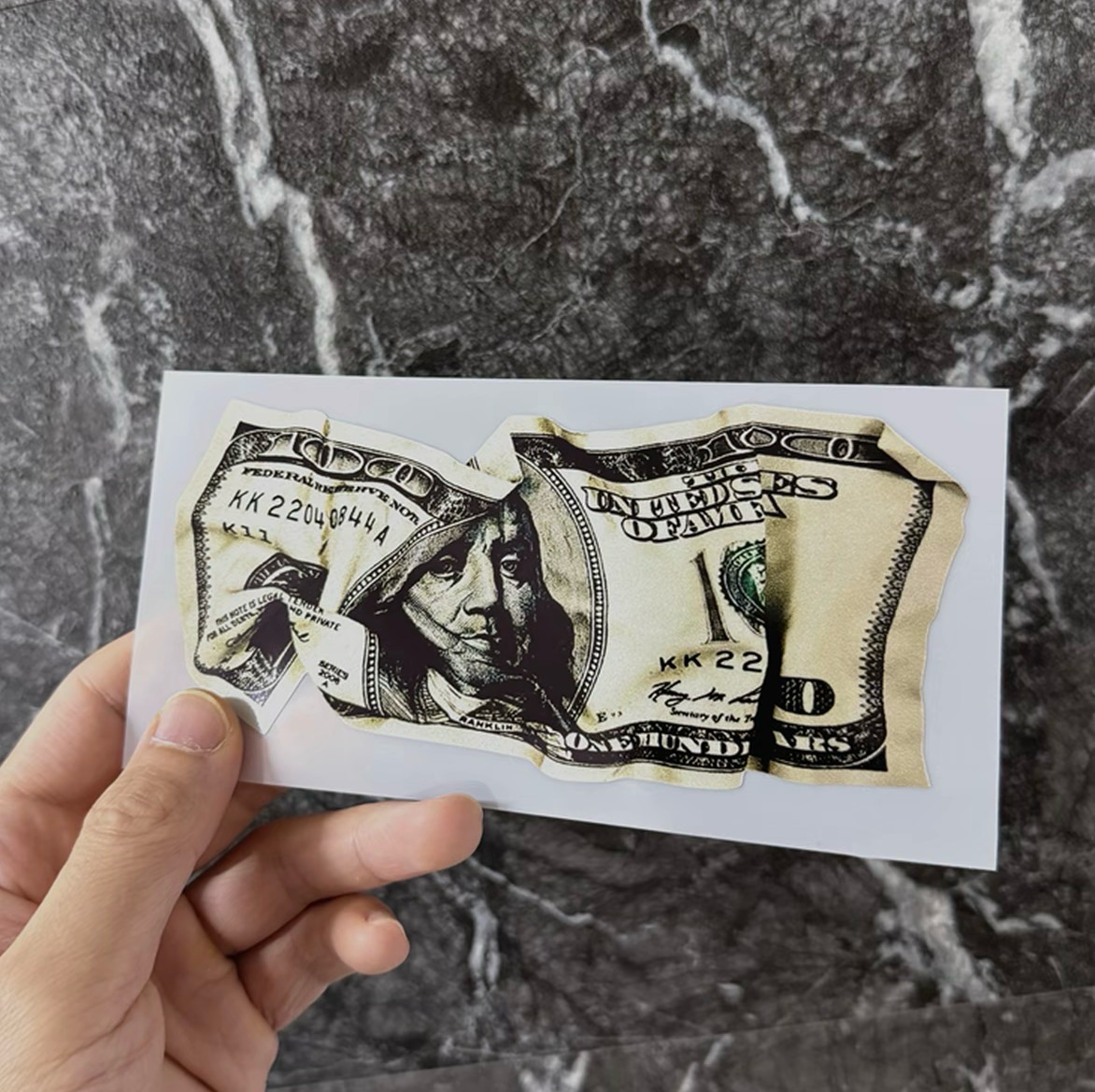 High Quality Vinyl Wrinkled Dollar Sticker Waterproof for Outdoors