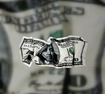 Wrinkled dollar bill with a blurred background