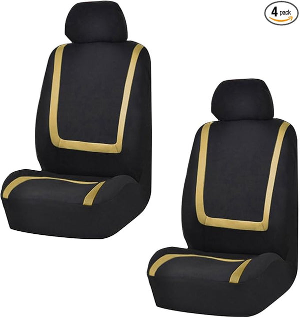 Universal Seat Covers — Front Seat — Black / Beige