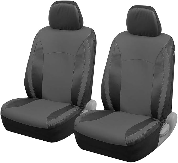Faux Leather Car Seat Covers — Front Seat — Gray