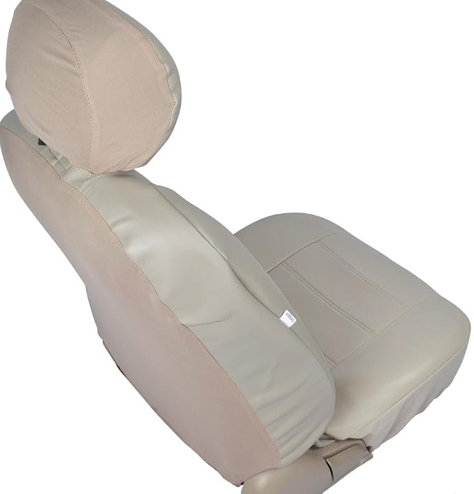 Faux Leather Car Seat Covers — Front Seat — Beige