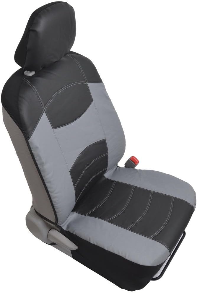 Faux Leather Car Seat Covers — Front Seat — Black / Gray