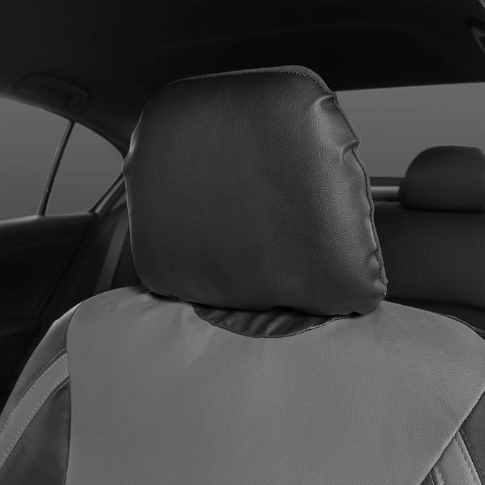 Faux Leather Car Seat Covers — Front Seat — Gray