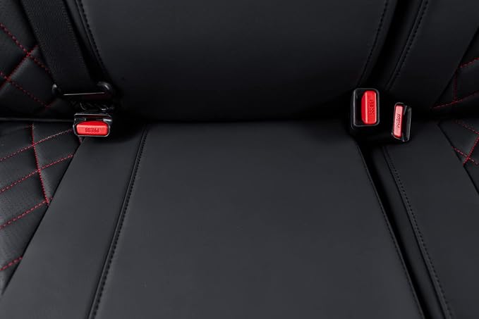 Faux Leather Seat Covers for Toyota Tacoma — Full Set — Red / Black