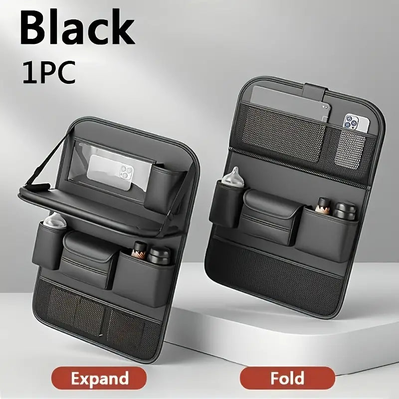 PU Leather Premium Car Storage Seat Organizer Black 537a1b04-9699-447c-a929-0482f67732d1