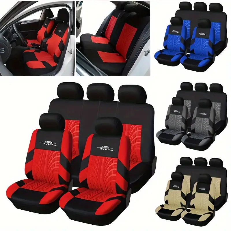 Premium Polyester Fiber Full Set Seat Cover Kit - All-Season Vehicle Seat Protectors 5aba6745-0047-44d0-b31f-22e41abccd3d