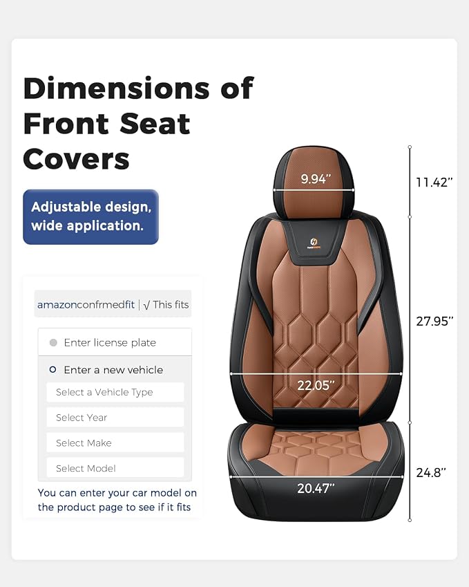 Universal Seat Covers — Front Seat — Black / Brown