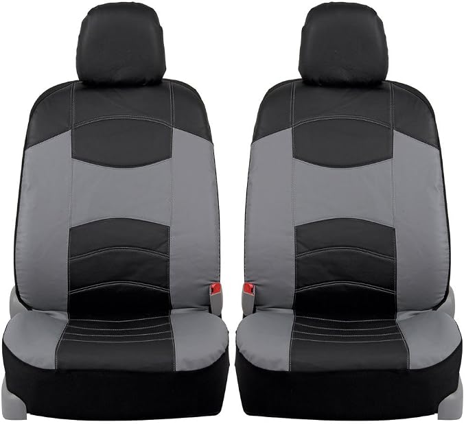 Faux Leather Car Seat Covers — Front Seat — Black / Gray